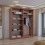 (Walnut, 150cm) Double Mirror Sliding Door Wardrobe with Shelves 3