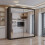 (Wenge, 180cm) Double Mirror Sliding Door Wardrobe with Shelves 1