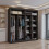 (Wenge, 203cm) Double Mirror Sliding Door Wardrobe with Shelves 3