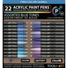 TOOLI Set di Pennarelli Acrilici Blu 22 colori EF 07mm
