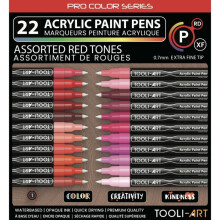 TOOLI Set di Marcatori Acrilici Rossi 22 colori EF 07mm