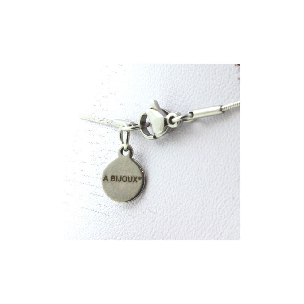 Collier 2 Perles Ambre Véritable De La Mer Baltique Chaine En Acier Inoxydable