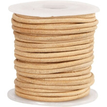 Cordon en cuir Naturel - 2 mm - 10 m