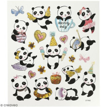 Adesivos - Creotime - Panda - 21 peças - Multicolorido - Para crianças
