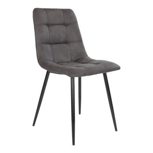 2 gray microfiber dining chairs with black legs