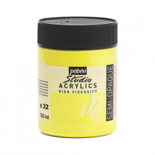 Acrylic Paint - Pébéo - Imitation Cadmium Lemon Yellow - 500 ml - Satin Matte Finish - Lightfastness