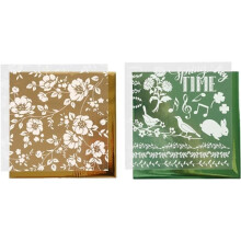 Conjunto de papel transfer metalizado e padrões autocolantes Primavera e flores - 15 x 15 cm - 4 pcs