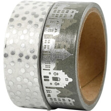 Creativ Company 24798, Ruban de masquage pour peintre, Feuille, Papier, Transparent, Argent, 4 m, 15 mm