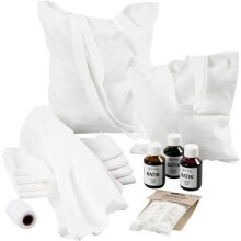 Kit - Panos de prato e sacola de algodão tingidos em batik - Algodão - Fibras naturais - 1 conjunto