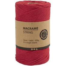 Cuerda para Macramé - 2 mm - 198 m - Algodón - Rojo