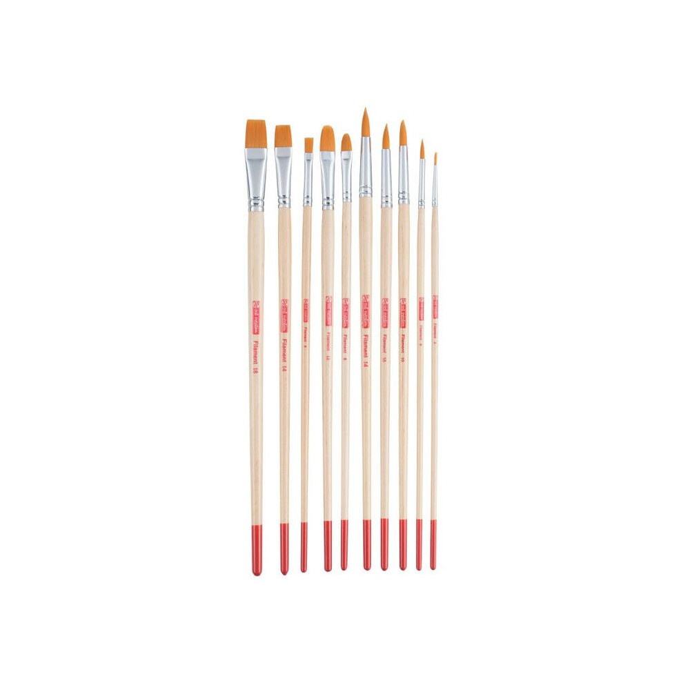 10 Brushes - Oil And Acrylic Paint - Round - Cat's Tongue - Flat - Synthetic - Art Creation 8712079344221