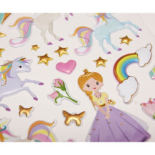 Cena para decorar para crianças - Princesa & Unicórnios - Stickers Puffies