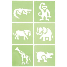 Kunststoff-Schablonen - Dschungeltiere - 6er-Pack - 14 x 15 cm - Unisex - Kinder
