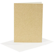 Kaksinkertaiset kortit ja kirjekuoret - Kultaiset kimalteet - 10,5 x 15 cm - 8 kpl