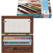 Conjunto de aquarela - VAN GOGH - 24 meio-godets - 2 pincéis - prato misturador
