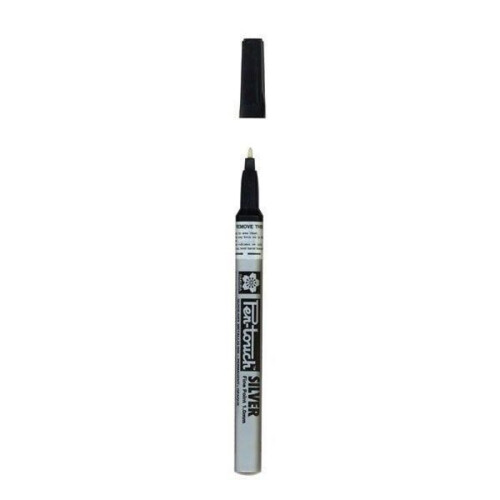 Feutre - SAKURA - PEN-TOUCH - Punta fine 1mm - Colore argento - Indelebile