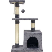 POPPY Árvore para gatos cinza 50 x 30 x 80 cm - 2 plataformas, 1 nicho, postes para arranhar