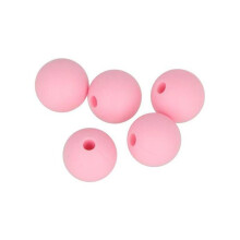Lote de contas redondas de silicone - 10 mm - Rosa - 5 unid.