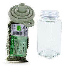 Maustepullo jauhettavilla + suppilo + 15 g luomukorianteria