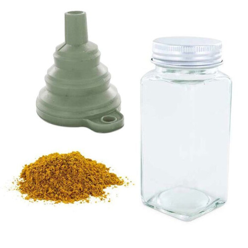 Maustejauhepullo + suppilo + mieto curry 50 g 1