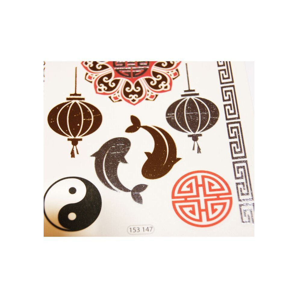Gold/Red Temporary Tattoos - Zen - And