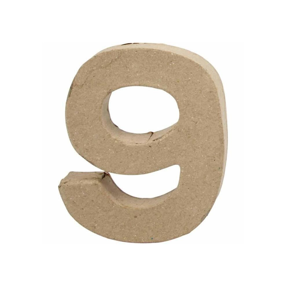 Decorative Object - Number 9 - Paper Mache - 20.5 Cm - Brown Creative