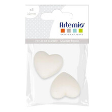 2 pérolas de silicone coração - 29 x 19 x 12 mm - branco