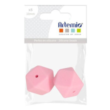 2 perlas de silicona hexagonales - 17 mm - rosa