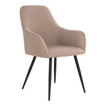 2 sedie da pranzo in poliestere bouclé beige con gambe nere