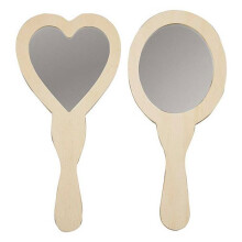 Wooden hand mirrors - Set of 2 pieces - Ref 577160 - Color Beige - Bedroom - Oval shape - Adult audience