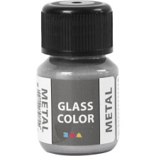 Creotime pintura para vidrio y porcelana Color de vidrio 30 ml de plata metálica