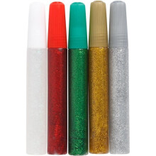 Glitterkleber Sortiment - Weihnachten - 10 ml - 5 Tuben - Einfache Anwendung - Festlich