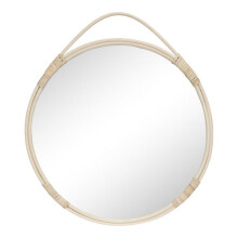 "Wall mirror Ø50cm natural rattan."