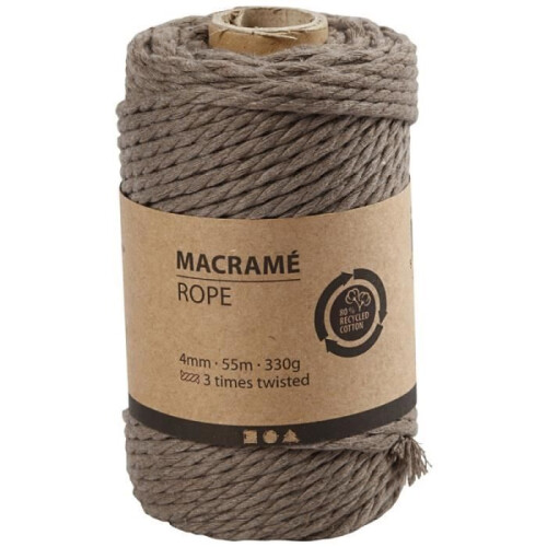 Corde pour Macramé - 4 mm - 55 m - Marron Clair - Mixte