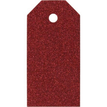 Etiquetas de regalo con purpurina 5x10 cm - Rojo - 15 pcs