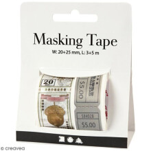 Maalarinteippi - 20 - Vintage-liput ja -postimerkit - 20 mm ja 25 mm - 2 rullaa - Mattapaperi