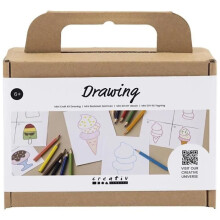 DIY-piirustussetti - Creativ Company - Mini-setti - Valkoinen - Lapsille - Opettele piirtämään