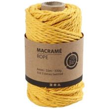 Cuerda para Macramé - 4 mm - 55 m - Color Amarillo - Decoración Interior