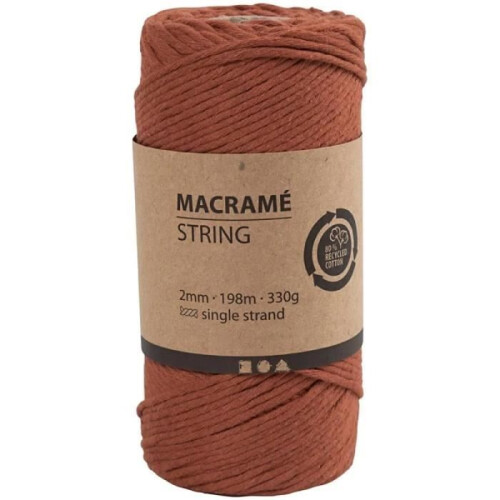Corde pour Macramé - 2 mm - 198 m - Couleurs variées - Terracotta