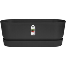 Jardinière - GREENVILLE - Kunststoff - Schwarz - Oval - Ø49x19,8x18,4cm - Frostbeständig - 100% recycelt - ELHO