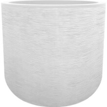 Blumentopf - GRAPHIT UP - Kunststoff - Weiß gewachst - Rund - Ø38,5xH36,8cm - 32,5 - Grafisches Dekor - EDA
