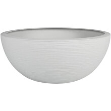 Topf Vase - GRAPHIT UP - Kunststoff - Weiß cerusiert - Ø40xH16,5cm - Grafisches Dekor - EDA