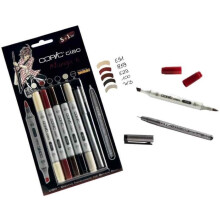 Marcatore - COPIC - Ciao 5+1 - 5 Marcatori + 1 Multiliner - Punta Media Grande e Pennello