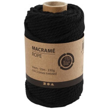 Cuerda para Macramé - 4 mm - 55 m - Color Negro - Varios colores disponibles