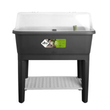 ELHO Noa Potager sobre pie - L 79 x W 39 x H 94 cm - cultivo y cosecha - 100% reciclado - Negro