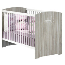 Letto per bambini a barretti - 120 x 60 cm - Babyprice Smile - Quercia silex - Bianco
