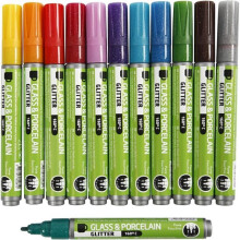 Palillos de vidrio y porcelana - CREATIV COMPANY - 12 piezas - Color Glitter - Mixto - Cerámica y Gres