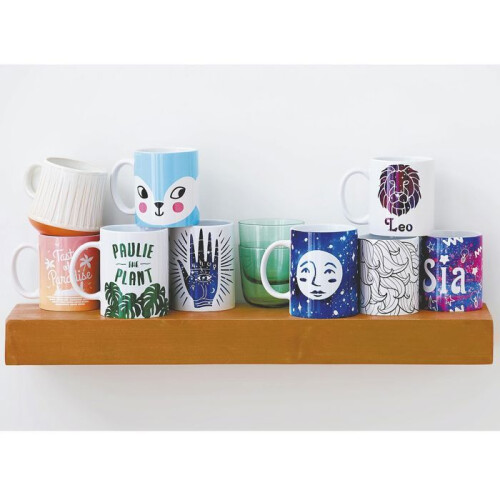 4 Transferblätter für die Mug Press - Rot + Grau 1