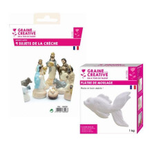 9 Santons lateksimuottia - Joulusänky + Kipsi 1 kg