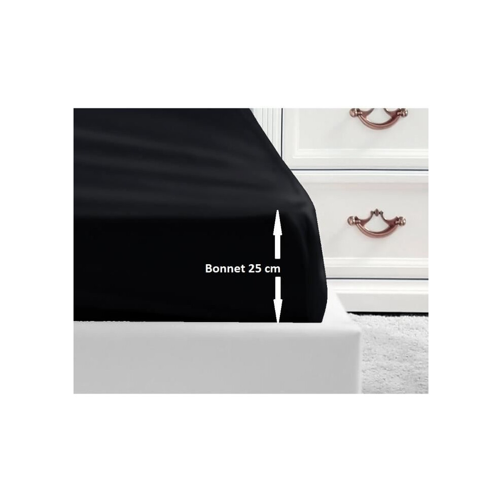 LOVELY HOME Fitted Sheet 100% cotton 90x190x25 cm black-image-OPC-PJZH8TQ-NEW